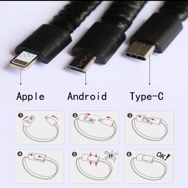 USB Charger Bracelet – Premium | Silver | Apple (Lightening) & USB-C  Connector – The Tangerine Tree