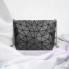 Black Geometric Matt Silk Evening Bag with Detachable Chain