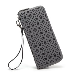 Grey Large Geometric Pattern Silicone Zipper Purse