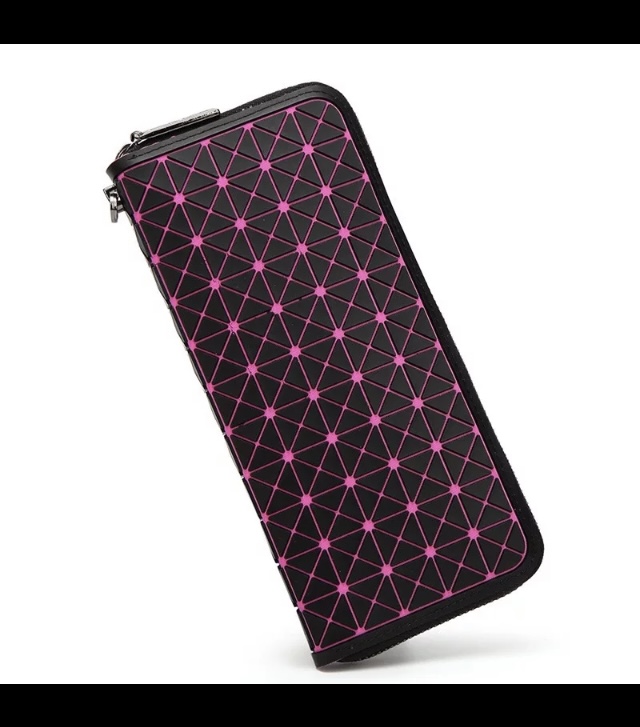 Grey Large Geometric Pattern Silicone Zipper Purse - Image 4