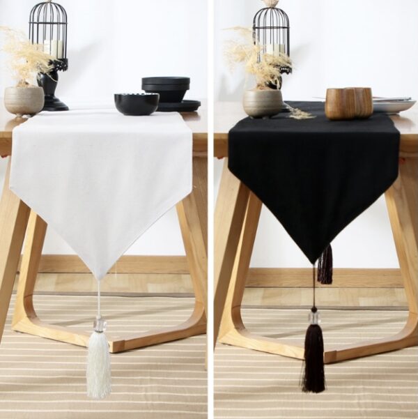 Black Personalised Cotton Table Runner 33 x 220cm - Image 2