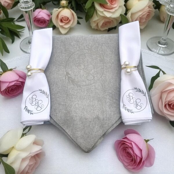 Beige Personalised Cotton Table Runner Gift Set - Image 3