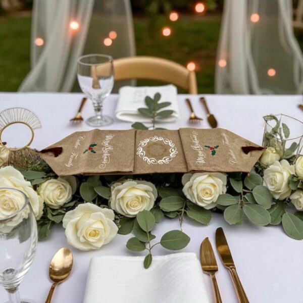 Beige Personalised Cotton Table Runner Gift Set - Image 5
