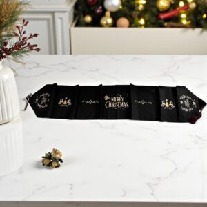 Black Personalised Cotton Table Runner 33 x 220cm