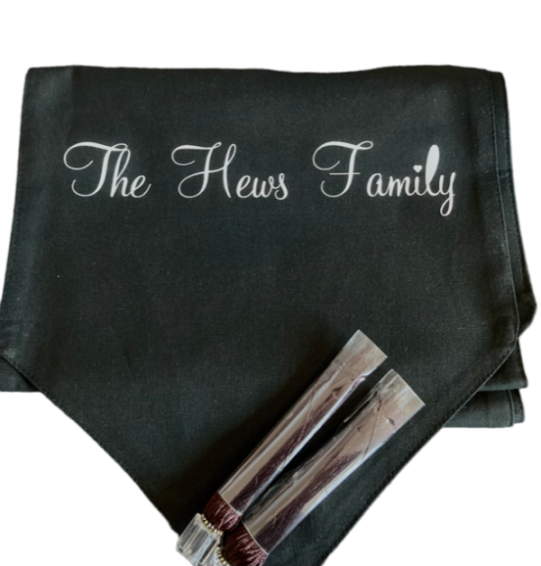 Black Personalised Cotton Table Runner 33 x 220cm - Image 9