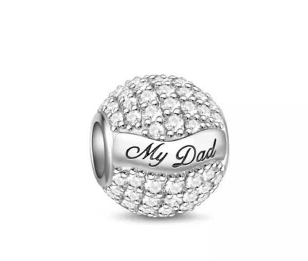 Silver & Cubic Zirconia My Dad Ball Charm - Image 2