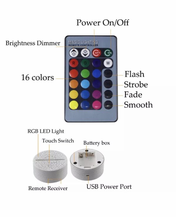 Personalised Wedding-Anniversary Day Led Lamp & Remote Control - Image 2