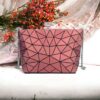 Red Silk Geometric Shoulder Bag with Chain