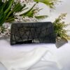 Black Geometric Patent Zipper Purse