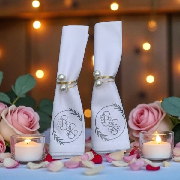2 Personalised Serviettes With Rose Napkin Rings - Image 2