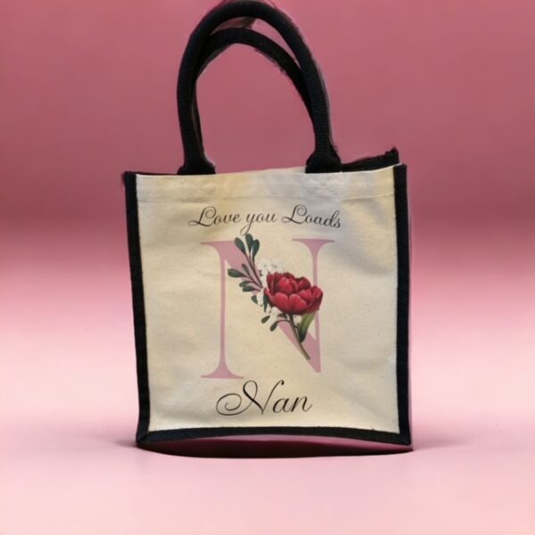 Personalised Floral Initial Jute Bag