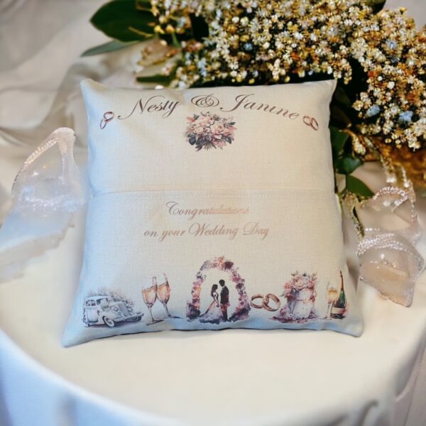 Personalised Wedding-Engagement-Pocket Cushion - Image 6