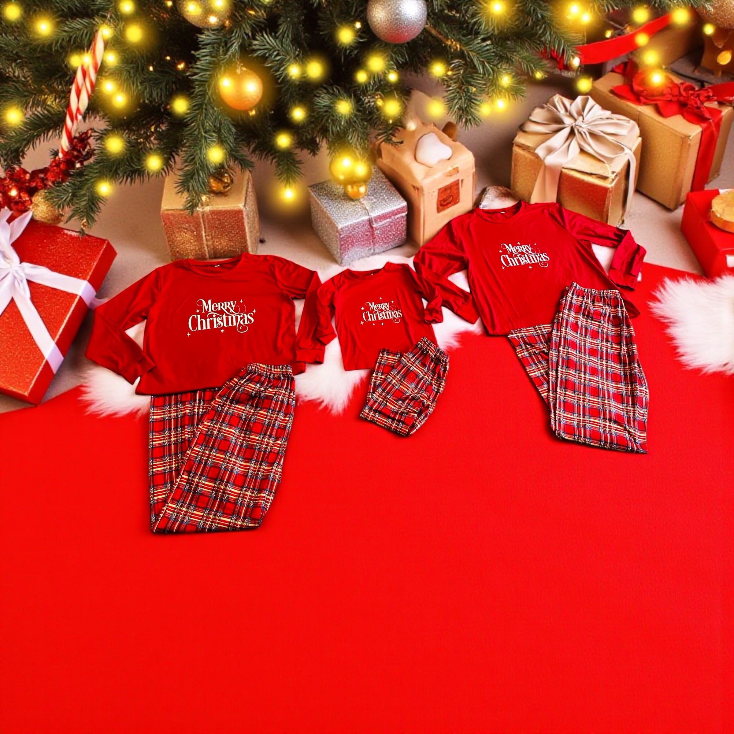 Red Tartan Blank Family Pyjamas