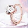 Rose Gold & Cubic Zirconia Ring With Droplet Of Sparkle