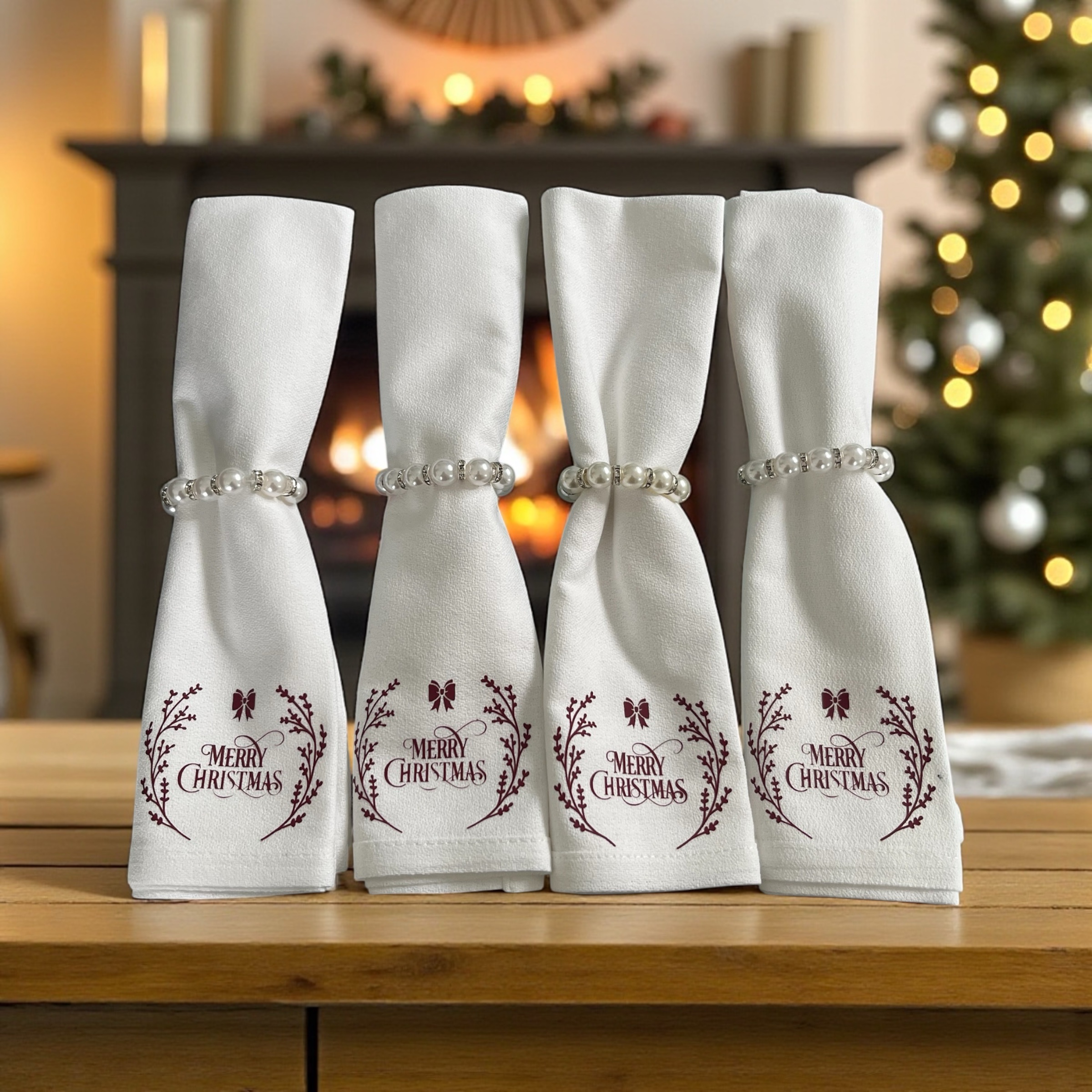 Beige Personalised Cotton Table Runner Gift Set - Image 3