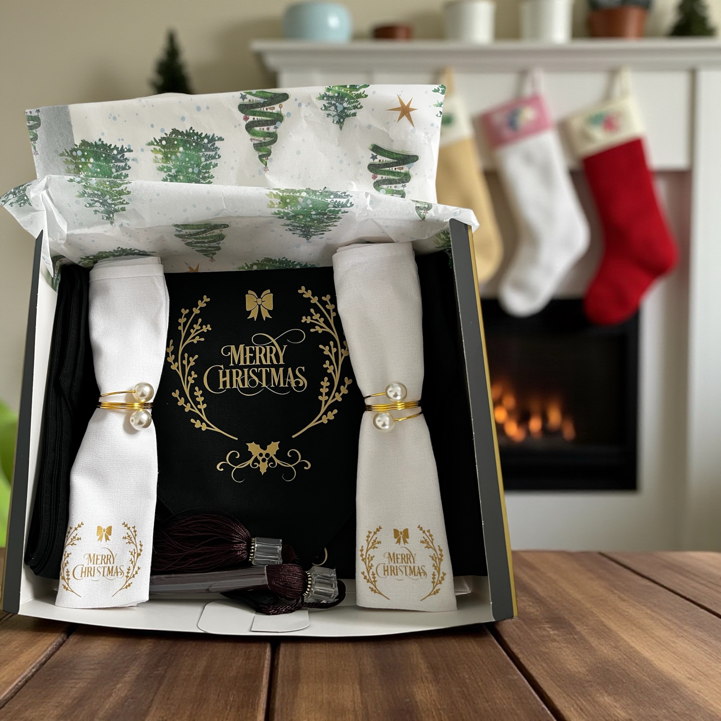 Beige Personalised Cotton Table Runner Gift Set - Image 4