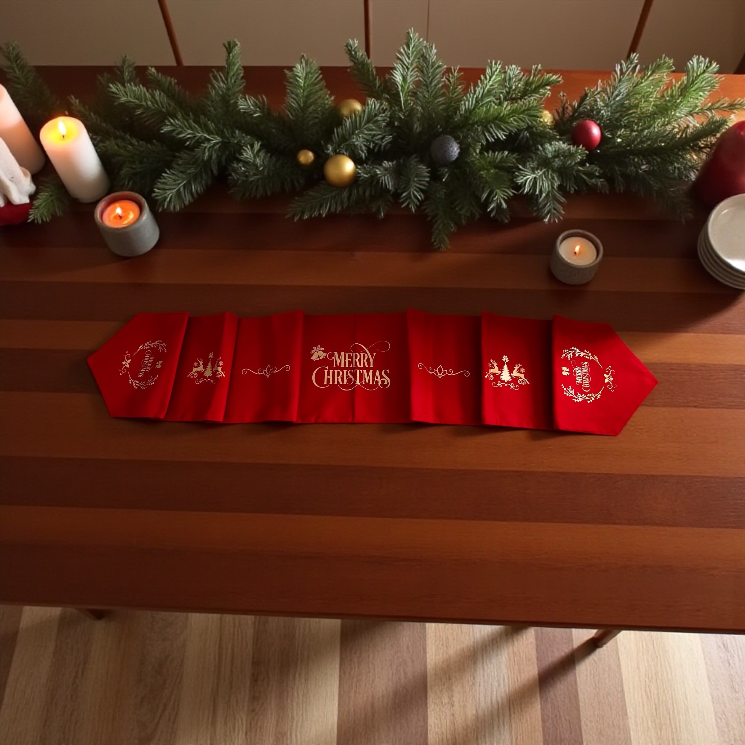 Beige Personalised Cotton Table Runner Gift Set - Image 7